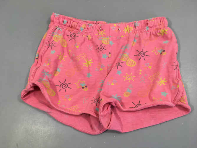 Short rose à motifs jersey coton/élastane  taille élastique, manque cordon, moins cher chez Petit Kiwi