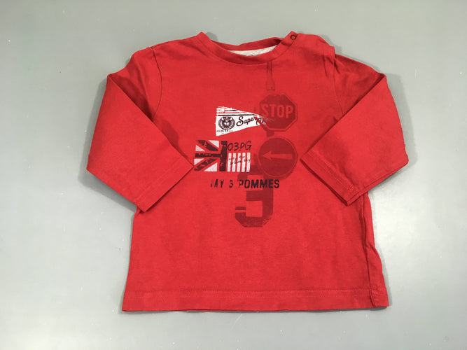 T-shirt m.l rouge panneaux, moins cher chez Petit Kiwi
