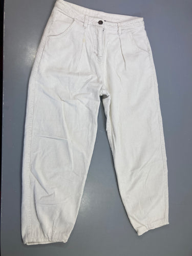 Pantalon Mom velours côtelé blanc/écru, moins cher chez Petit Kiwi