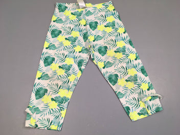 Legging blanc motifs vert/jaune coton/élasthane