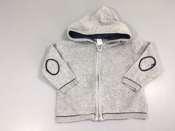 Pull zippé à capuche gris chiné, moins cher chez Petit Kiwi