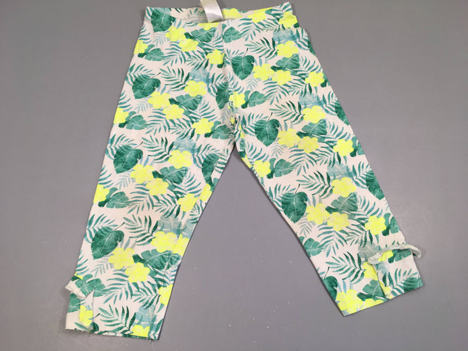 Legging blanc motifs vert/jaune coton/élasthane, moins cher chez Petit Kiwi