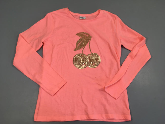 T-shirt m.l rose motif sequins cerises, moins cher chez Petit Kiwi