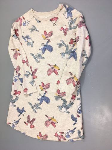 Robe pull ml molleton greige chiné oiseaux-Petite tache avant, moins cher chez Petit Kiwi
