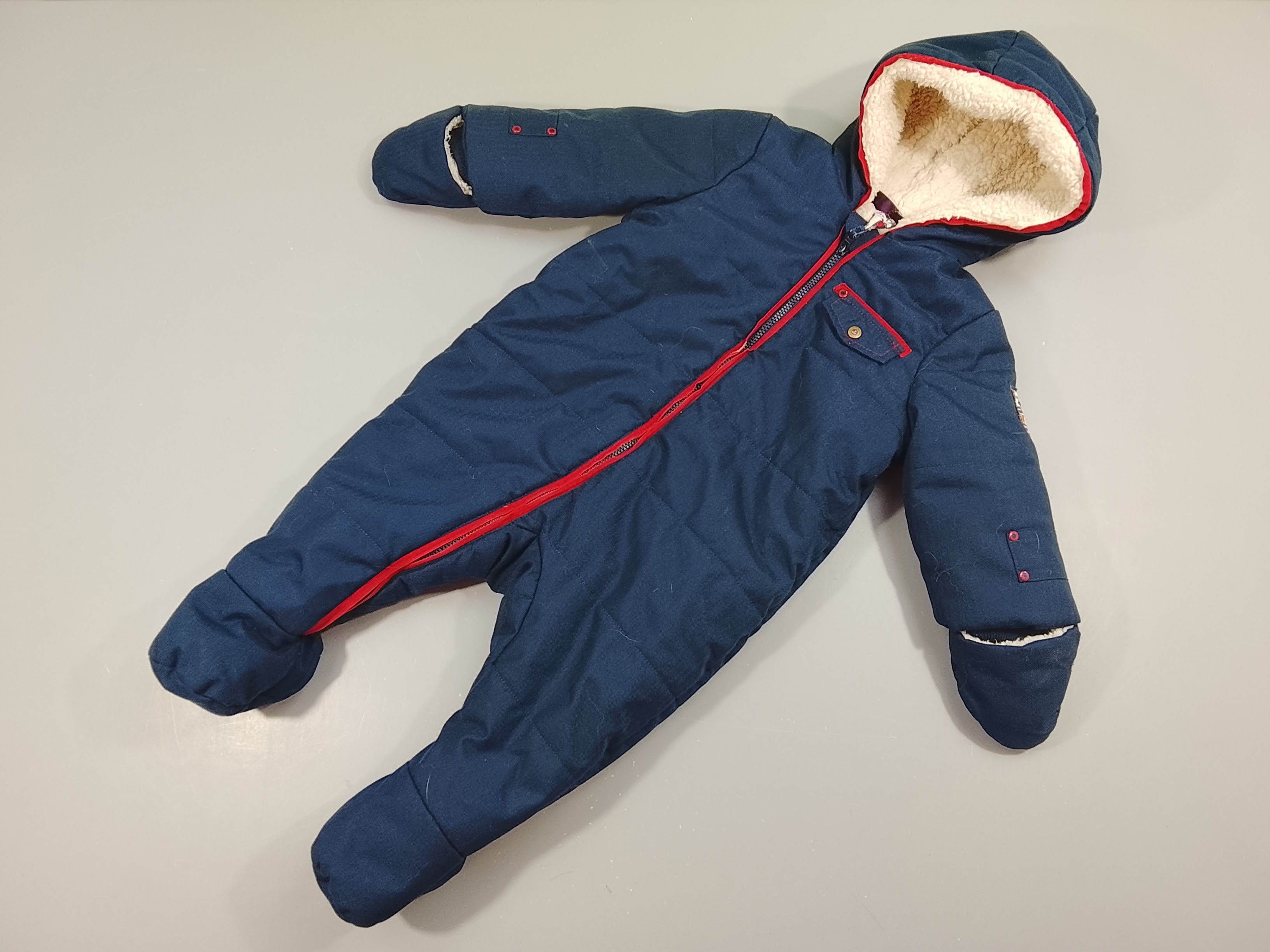 Combi pilote bleu marine / rouge , intérieur moutonné