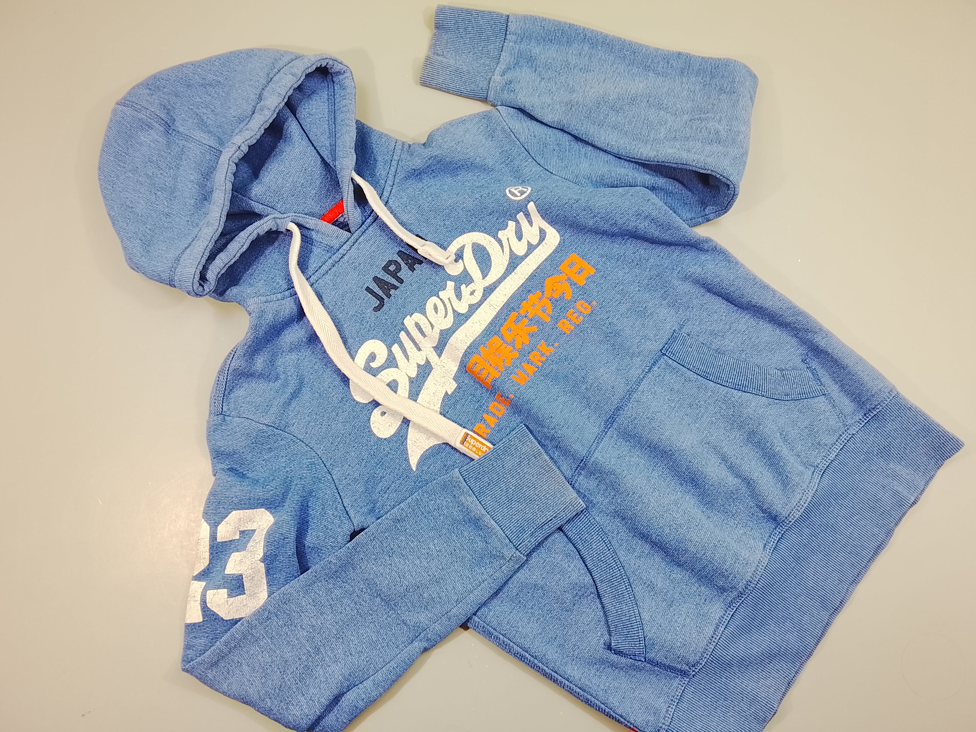 Sweat à capuche bleu texturé 