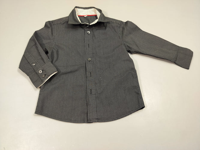 Chemise m.l noire lignée blanc 65% polyamide 35% coton, moins cher chez Petit Kiwi