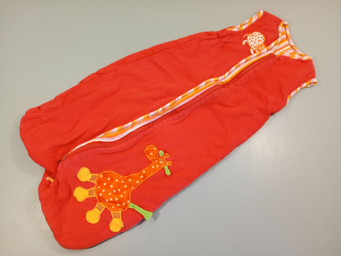 Sac de couchage bleu clair, hérisson et girafe.  Un peu bouloché  -77cm, moins cher chez Petit Kiwi