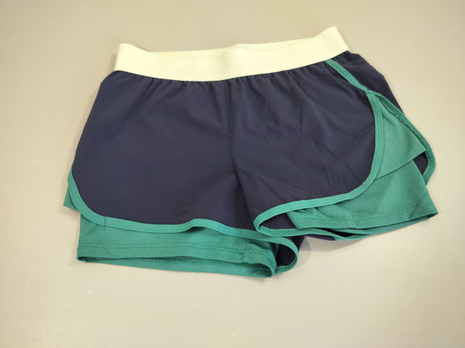 Short bleu marine et vert, taille élastique, moins cher chez Petit Kiwi