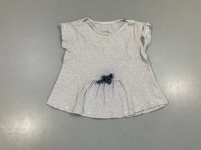 T-shirt m.c gris rayé bleu noeud, moins cher chez Petit Kiwi