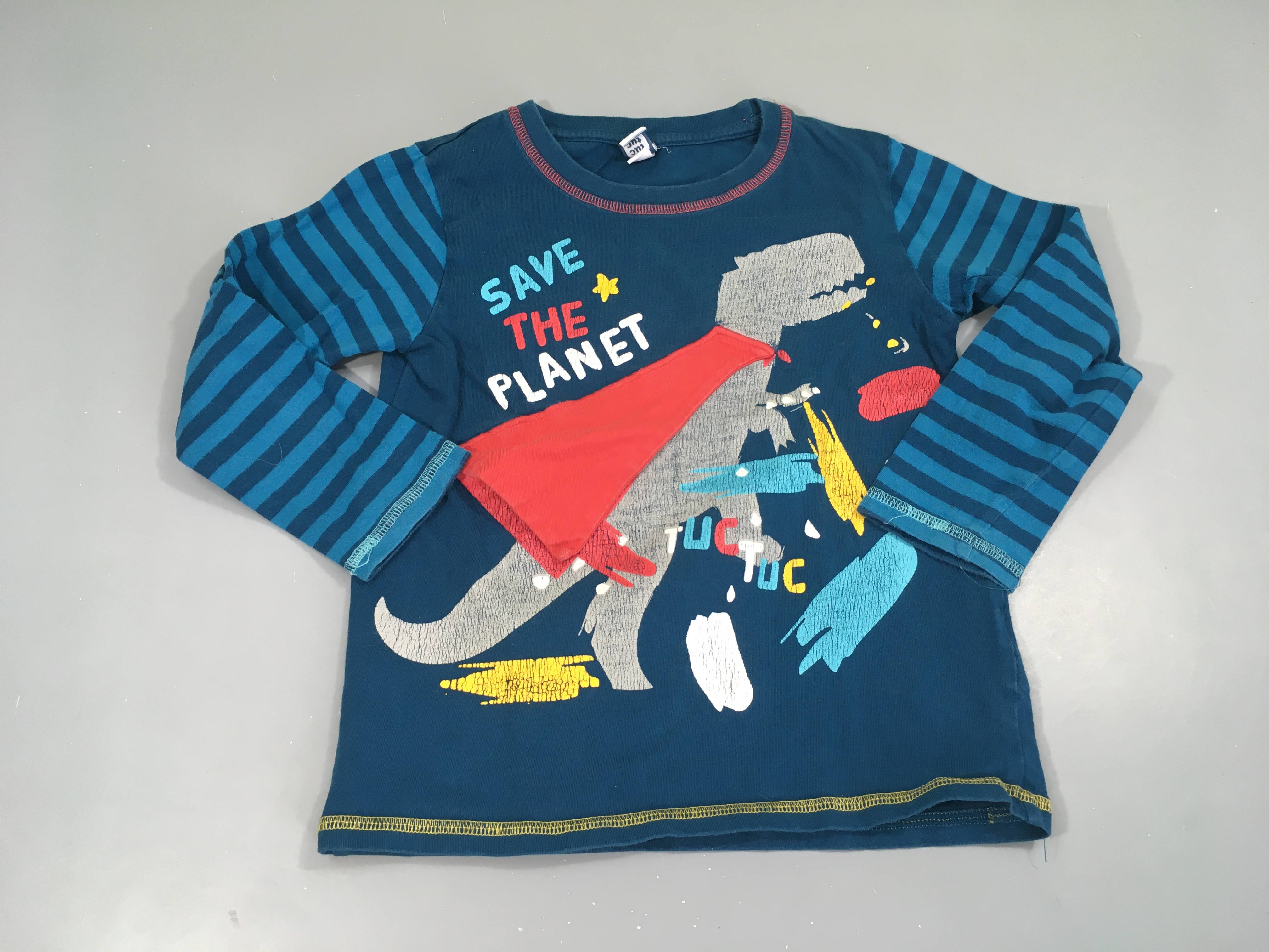 T-shirt m.l bleu Dragon texturé