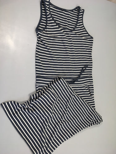 Robe s.m longue jersey bleu ligné blanc coton/polyester poche et cordon à la taille, moins cher chez Petit Kiwi