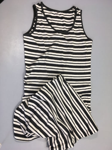 Robe s.m longue jersey blanc ligné gris foncé coton/polyester poche et cordon à la taille, moins cher chez Petit Kiwi