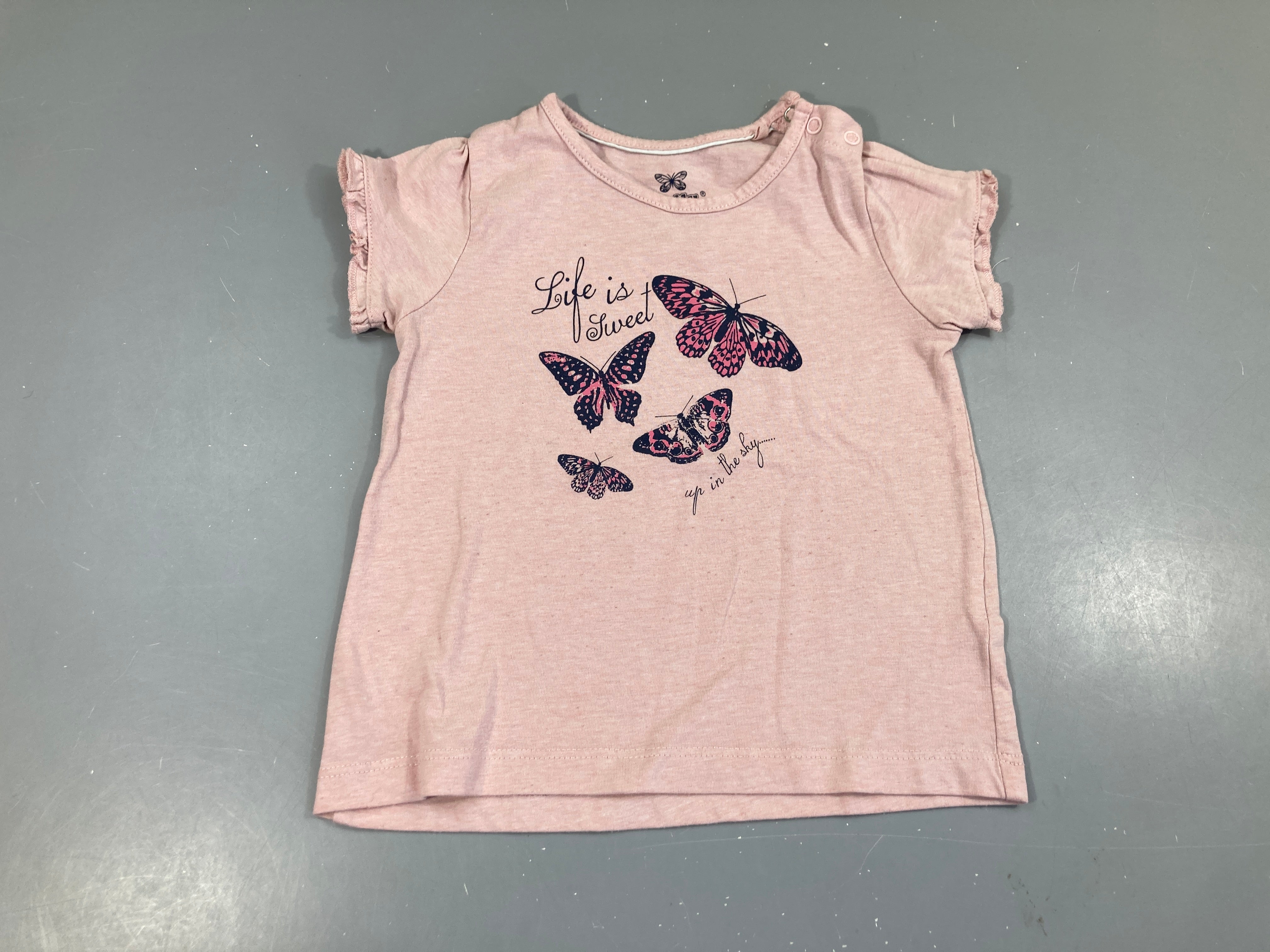 T-shirt m.c rose chiné Papillons