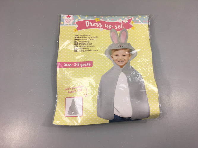 NEUF déguisement cape lapin gris, 3-8ans, moins cher chez Petit Kiwi