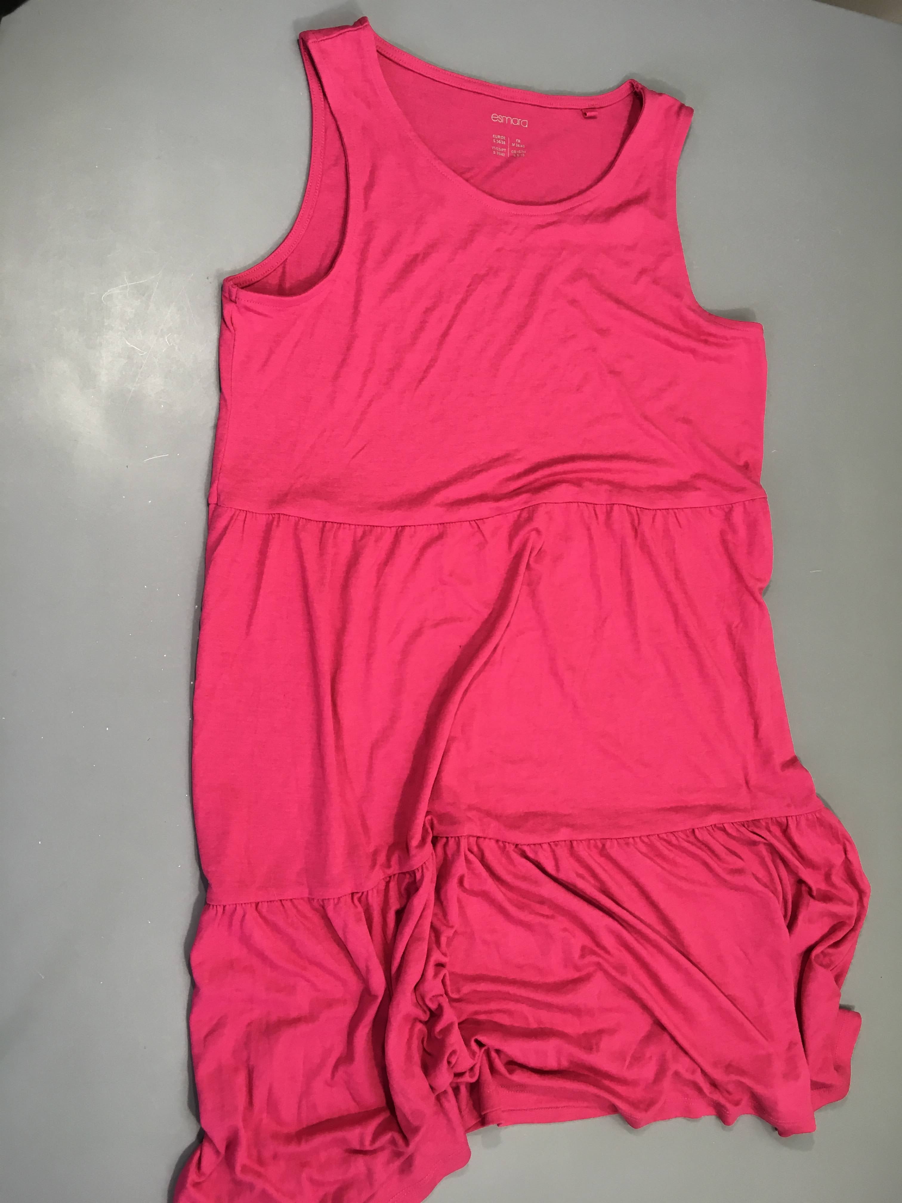 Robe s.m rose 2 volants jersey polyester/viscose, 36/38