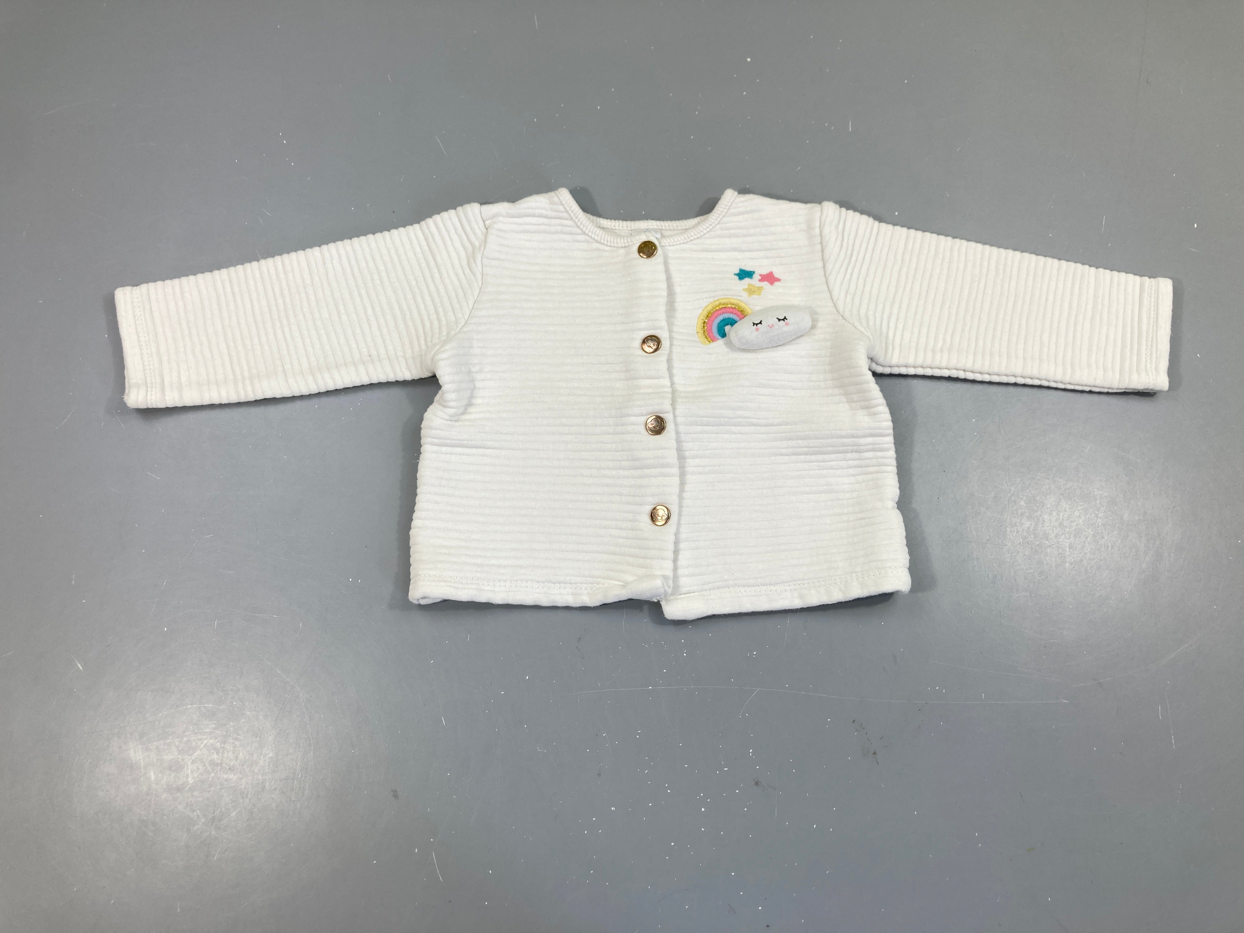 Sweat blanc côtelé arc-en-ciel nauge texturé