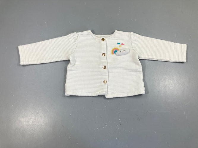 Sweat blanc côtelé arc-en-ciel nauge texturé, moins cher chez Petit Kiwi