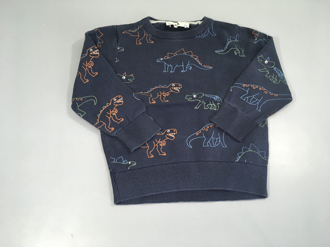 Pull bleu foncé Dinos, moins cher chez Petit Kiwi