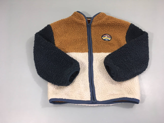 Gilet teddy brun-blanc-bleu Art Club, moins cher chez Petit Kiwi