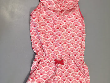 Combishort s.m rose pâle imprimé rose foncé  volant coton
