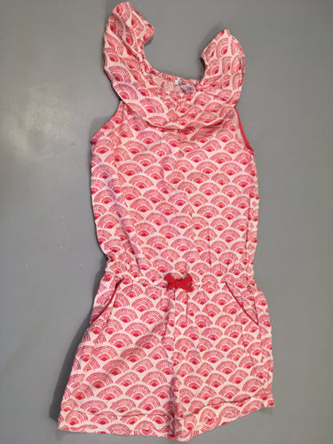 Combishort s.m rose pâle imprimé rose foncé  volant coton, moins cher chez Petit Kiwi