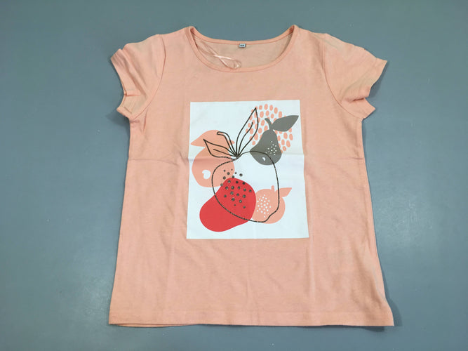 T-Shirt m.c rose motif fruits coton/polyester, moins cher chez Petit Kiwi