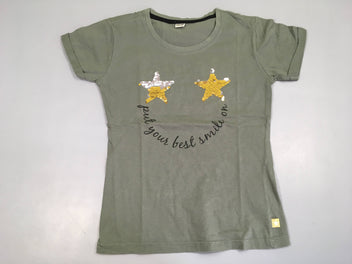 T-Shirt m.c kaki étoiles sequins coton