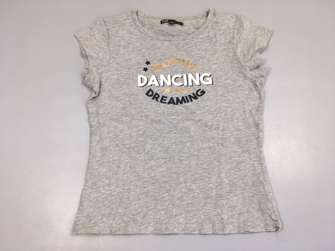 T-Shirt m.c gris clair moving/dancing/dreaming 90% coton/viscose, moins cher chez Petit Kiwi