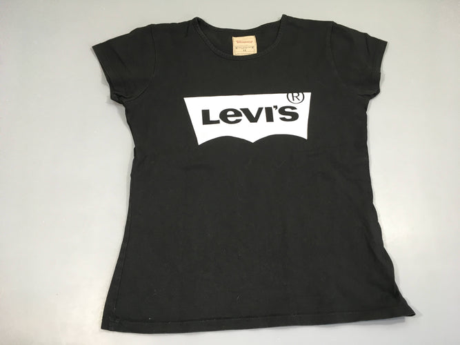 T-Shirt m.c noir logo blanc coton, moins cher chez Petit Kiwi