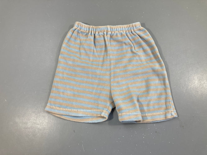 Short éponge bleu rayé taupe, moins cher chez Petit Kiwi