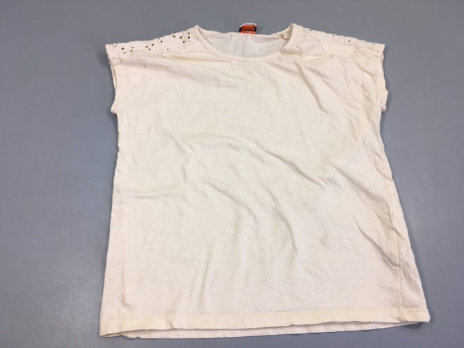 T-Shirt s.m blanc cassé broderies épaules Coton, moins cher chez Petit Kiwi