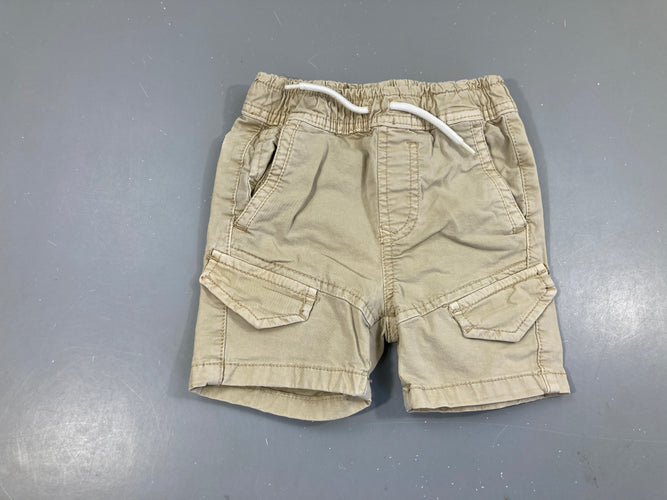 Bermuda beige taille élastique, moins cher chez Petit Kiwi
