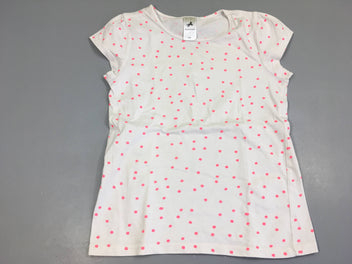 T-Shirt m.c blanc pois roses coton