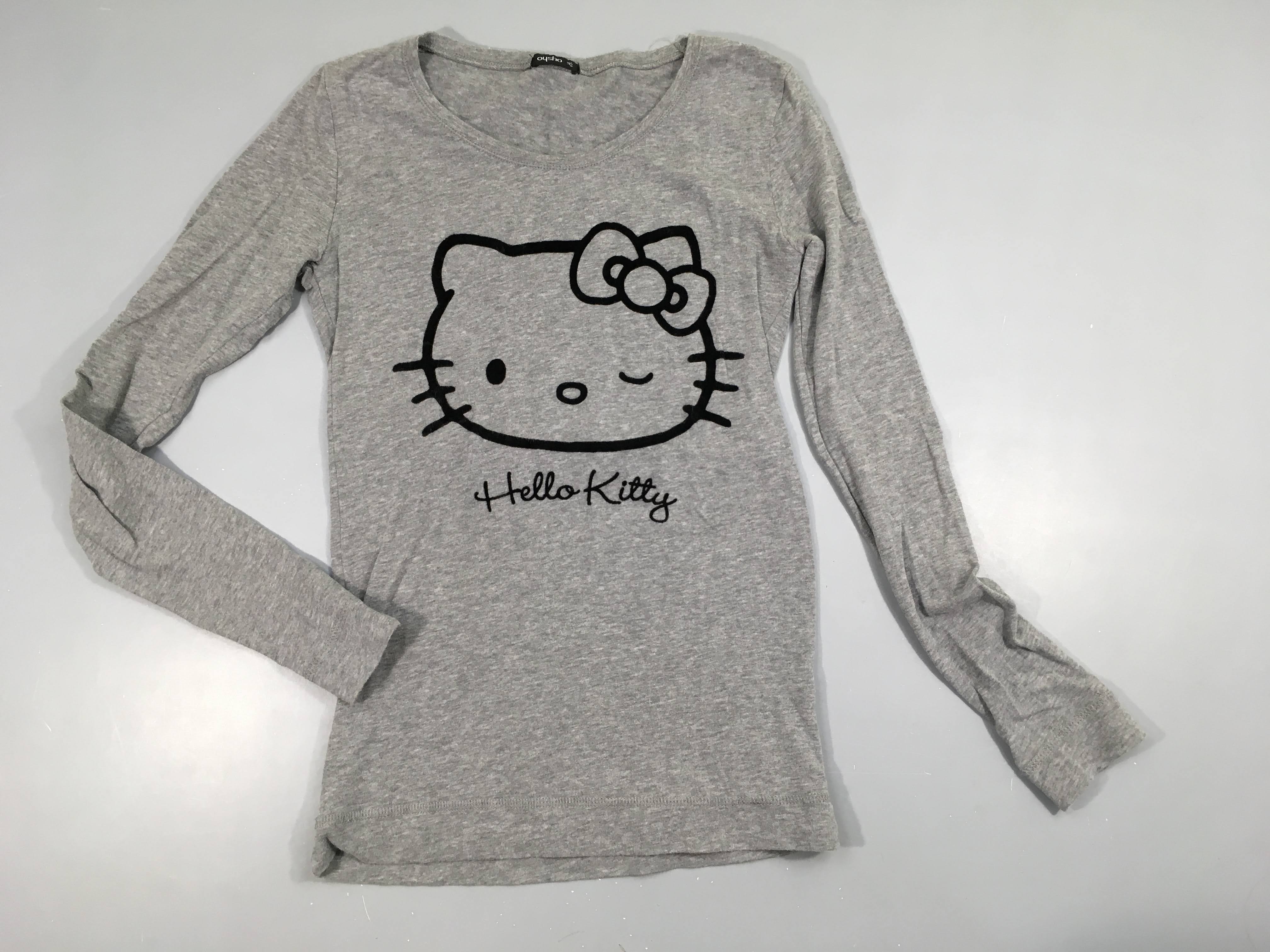 T-shirt m.l gris chiné Hello Kitty velours