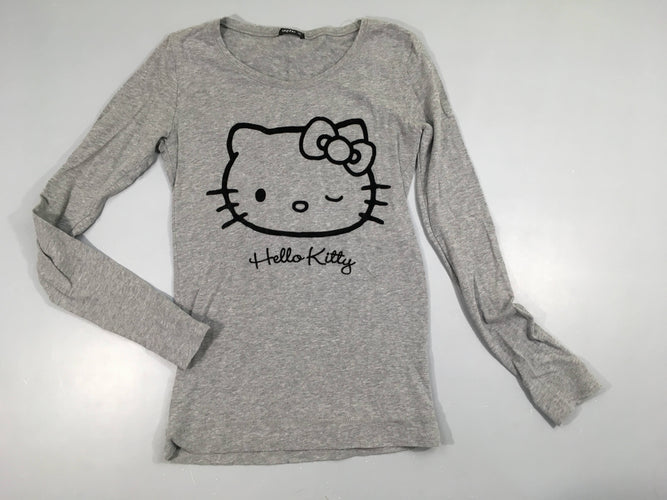 T-shirt m.l gris chiné Hello Kitty velours, moins cher chez Petit Kiwi