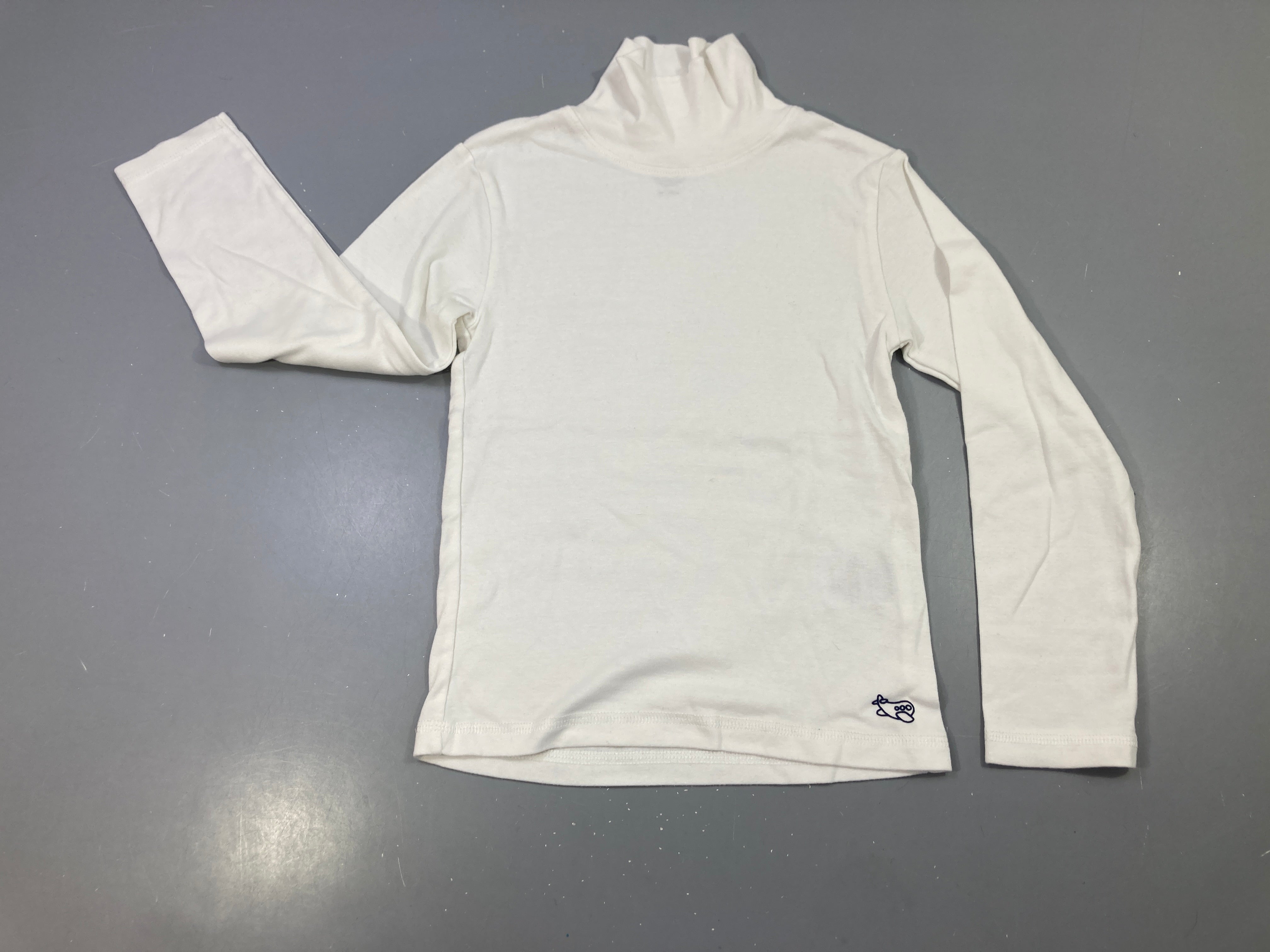 T-shirt m.l col roulé écru avion