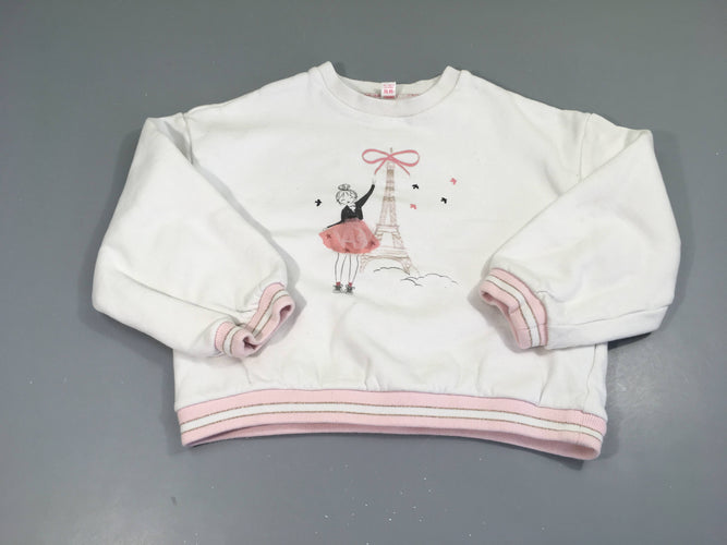 Sweat blanc Fille à Paris Tulle, moins cher chez Petit Kiwi
