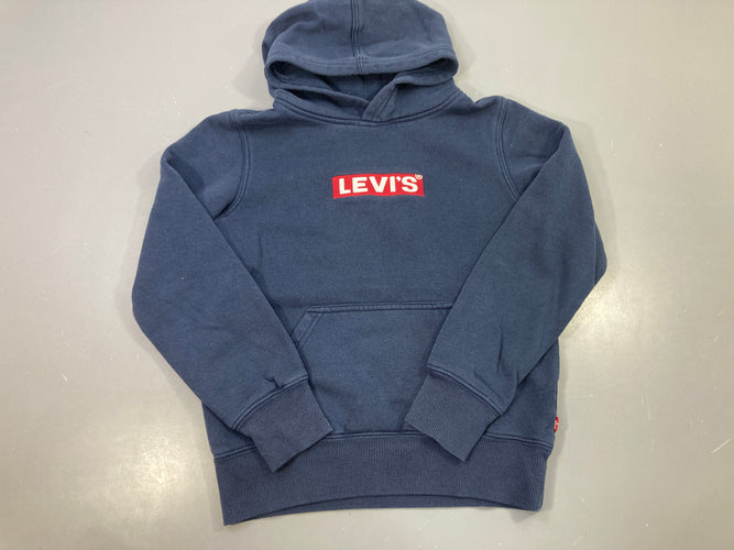 Sweat capuche bleu marine logo Légèrement bouloché, moins cher chez Petit Kiwi