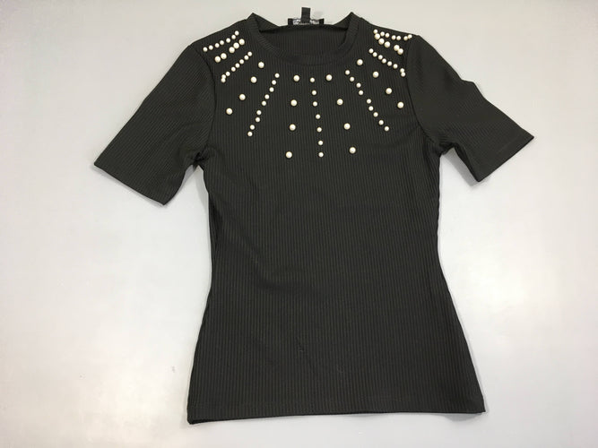 T-Shirt m.c noir avec perles  Jennyfer, moins cher chez Petit Kiwi