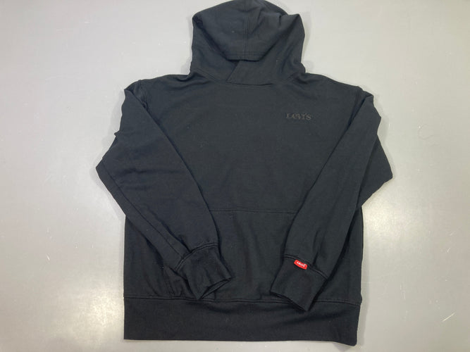 Sweat extra light capuche noir logo ton sur ton Légèrement bouloché, moins cher chez Petit Kiwi
