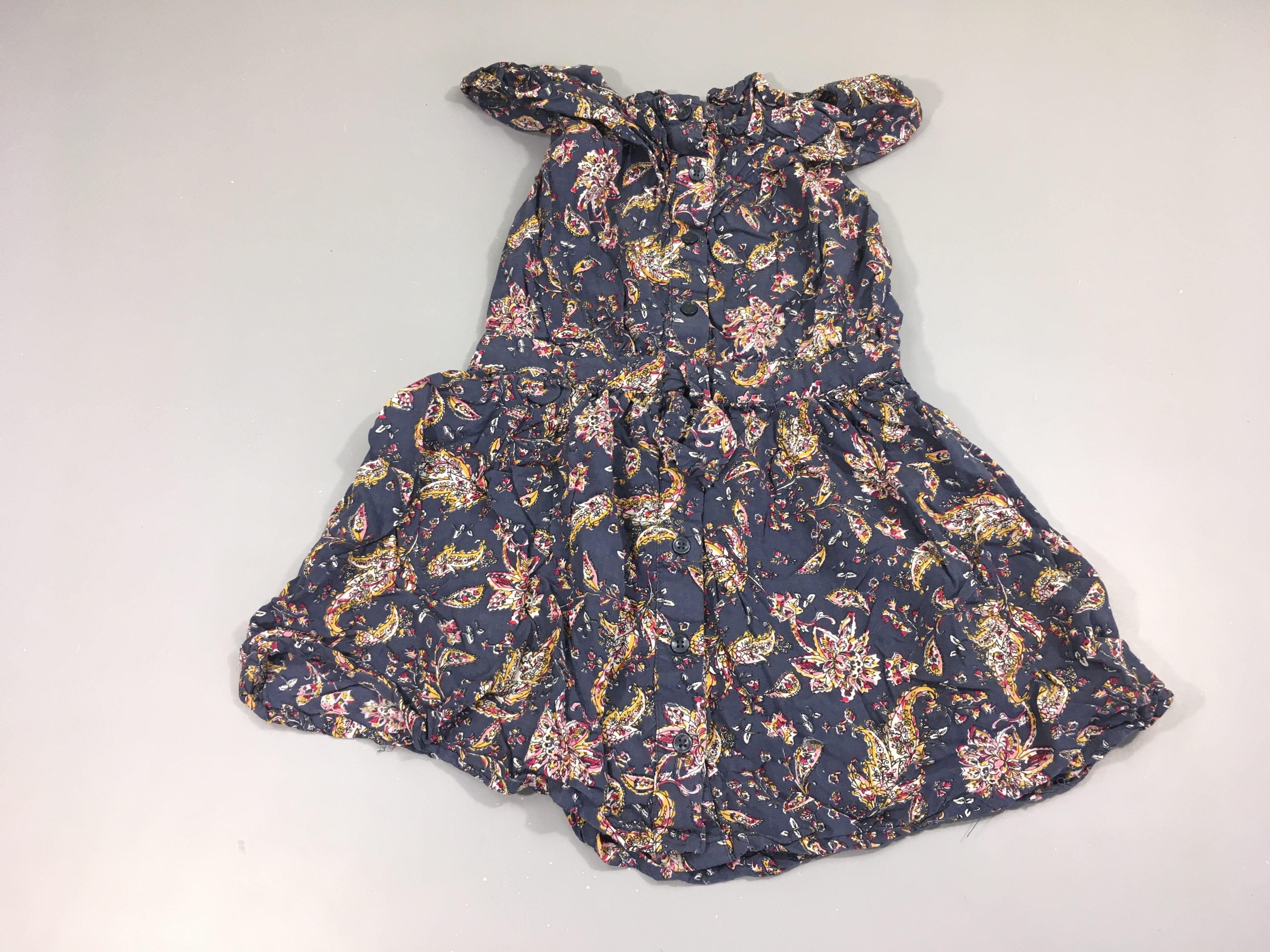 Robe s.m bleue motifs jaunes