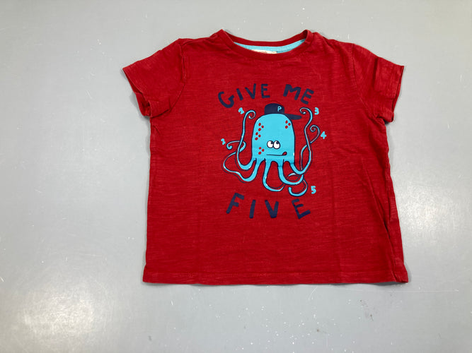 T-shirt m.c rouge flammé Give me Five, moins cher chez Petit Kiwi