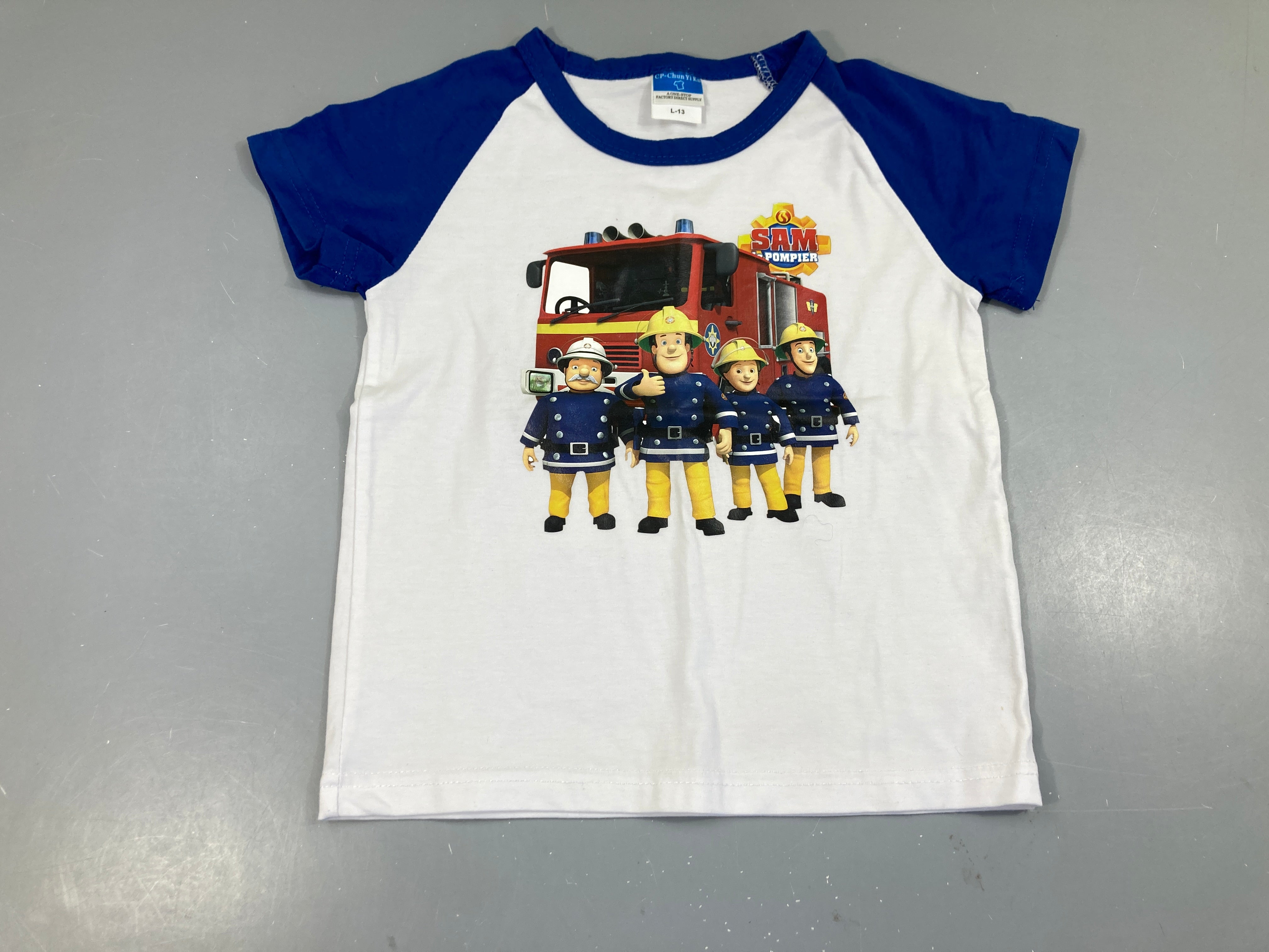 T-shirt m.c blanc-bleu Qam le pompier