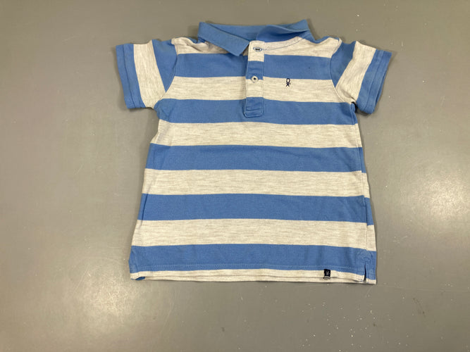 Polo m.cgris rayé bleu clair, moins cher chez Petit Kiwi