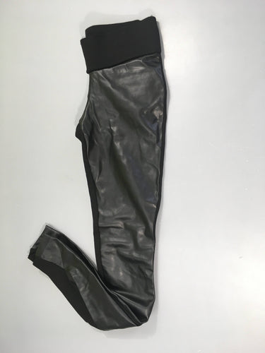 Pantalon bi-matière noir simili, moins cher chez Petit Kiwi