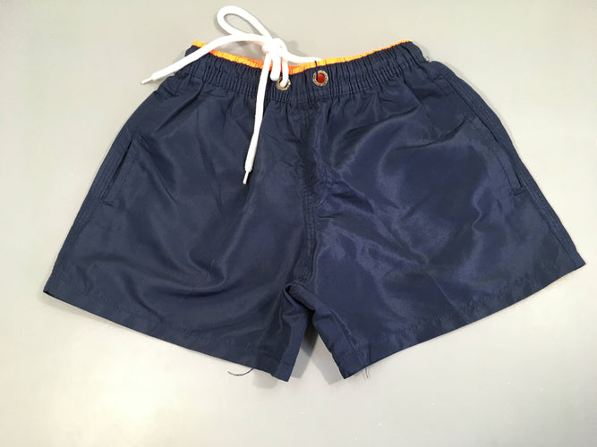 Maillot short bleu marine et taille orange, moins cher chez Petit Kiwi