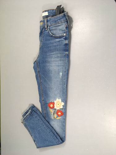 Jeans fleur brodées Elastane détendu hanches!!, moins cher chez Petit Kiwi