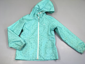 Veste coupe vent turquoise à capuche zippée, à relaver