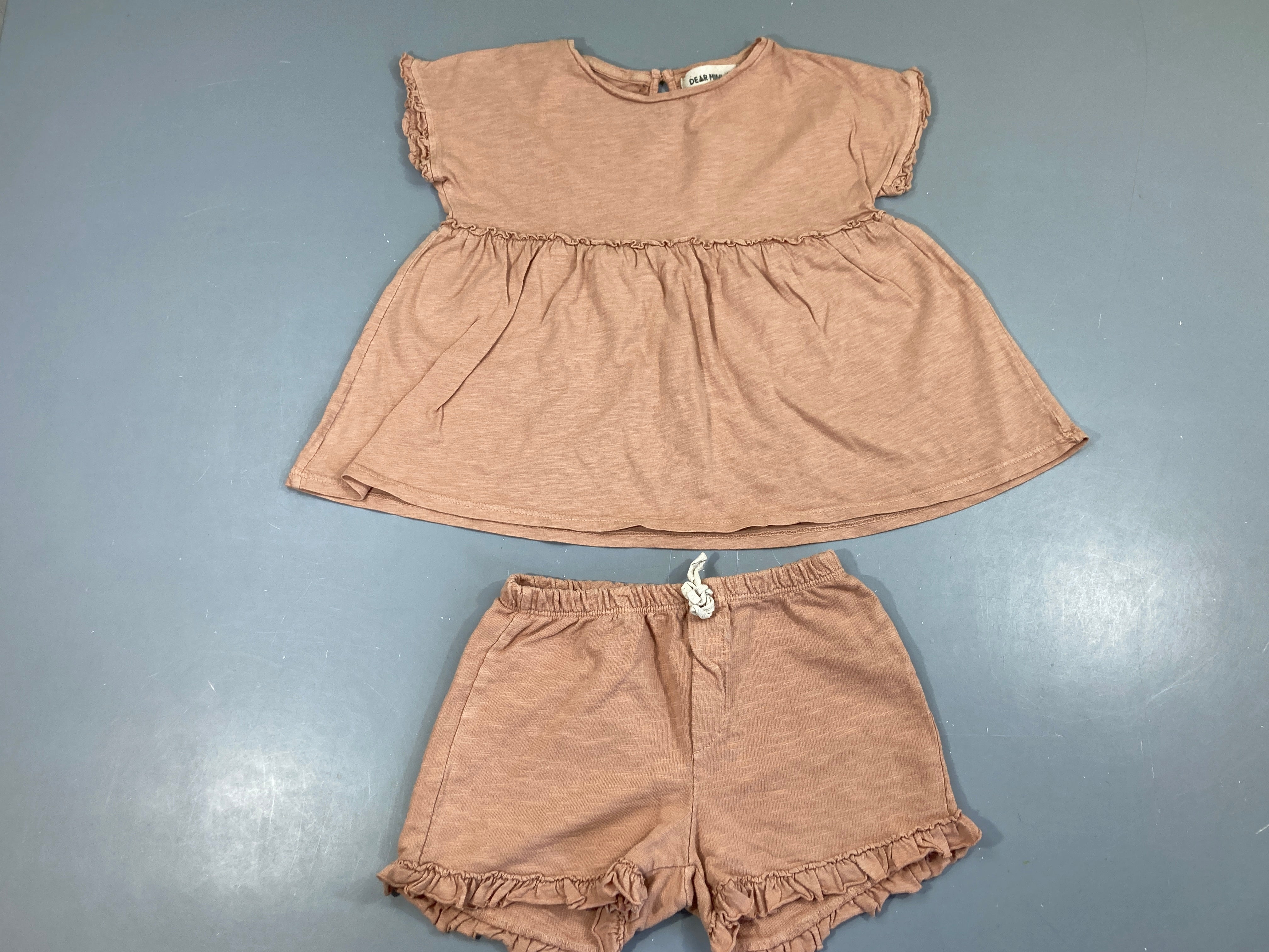 T-shirt m.c saumon foncé flammé + short Dear Mini